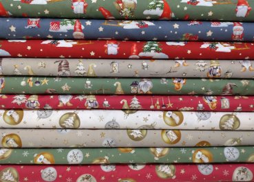 Weihnachtsstoffe verschiedene Designs Baumwolle Webware Meterware